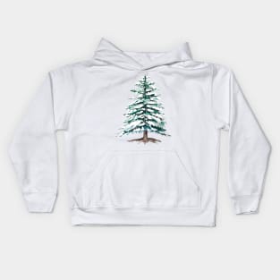 pine tree covering with snow Kids Hoodie